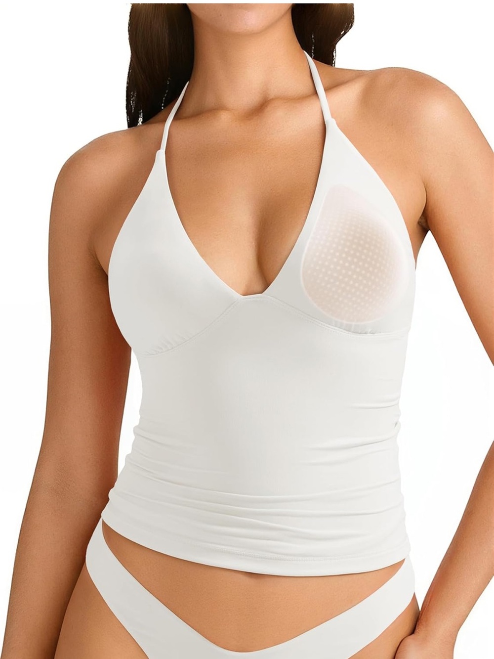 Seamless White Halter Top with Removable Pads- XS BRAND NEW